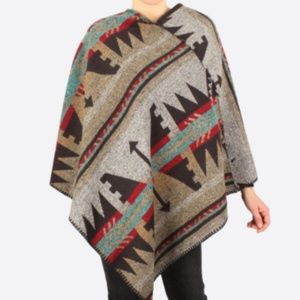 One Size Indian Print Poncho